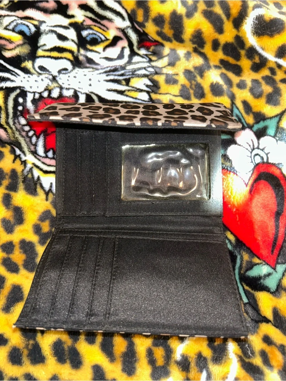 Leopard Print Clutch Wallet - Brown/Black